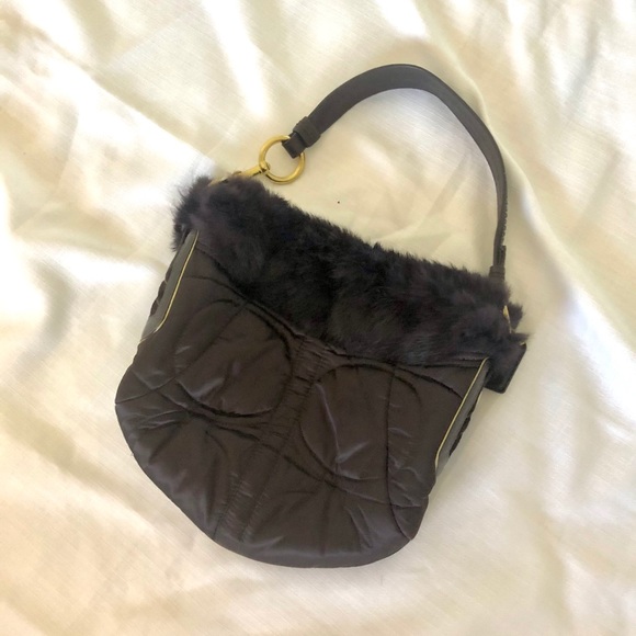 Vintage Brown Coach Handbag with Fur lining - Picture 2 of 10